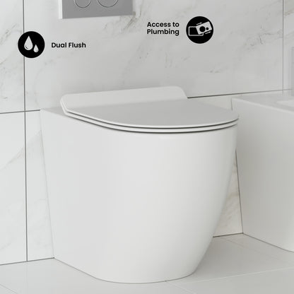 St. Tropez Back to Wall Concealed Tank Toilet Bowl, Black Hardware