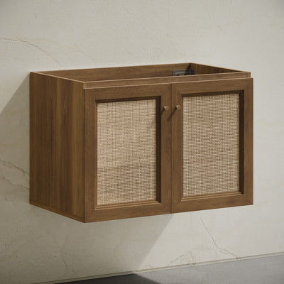 Classe 30" Wall-Mounted Bathroom Vanity in Brown Oak without Sink Top