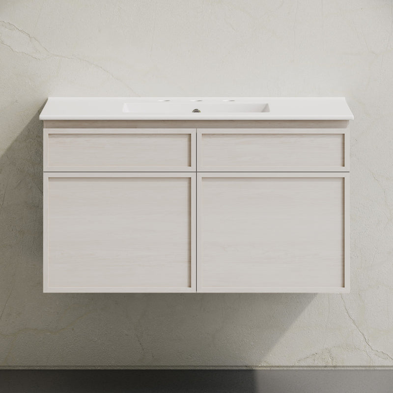 St. Tropez 36" Wall-Mounted Bathroom Vanity in White Oak with 3-Hole Widespread Sink Top