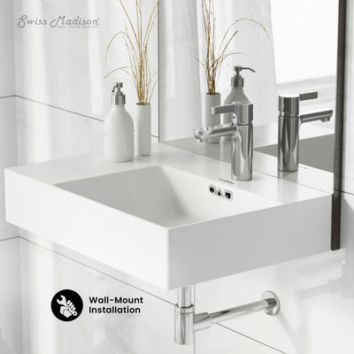 St. Tropez 24" Rectangle Wall-Mounted Sink with Right Side Faucet Mount