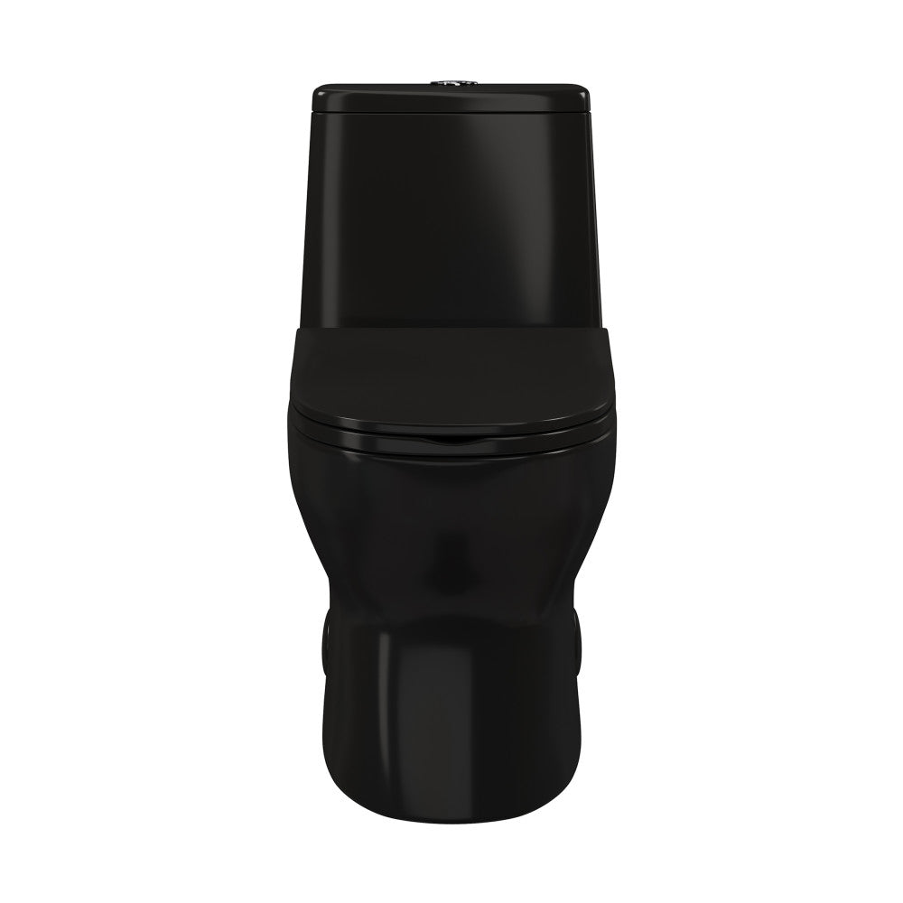 Ivy One Piece Toilet Dual Vortex Flush in Glossy Black 1.1/1.6 gpf