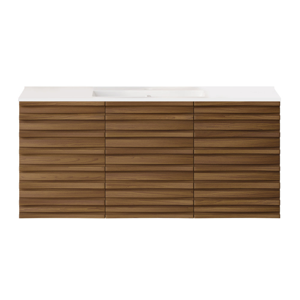 Cascade 48" Wall-Mounted Bathroom Vanity in Brown Oak with Sink Top