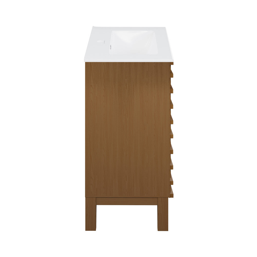 Cascade 30" Freestanding Bathroom Vanity in Brown Oak with Sink Top