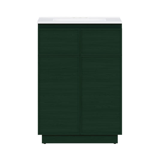 St. Tropez 24" Freestanding Bathroom Vanity in Green Oak with 3-Hole Centerset Sink Top