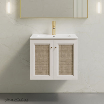 Classe 24" Wall-Mounted Bathroom Vanity in White Oak with Single Faucet Hole Vanity Top