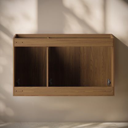 Cascade 36" Wall-Mounted Bathroom Vanity Cabinet without Top in Brown Oak