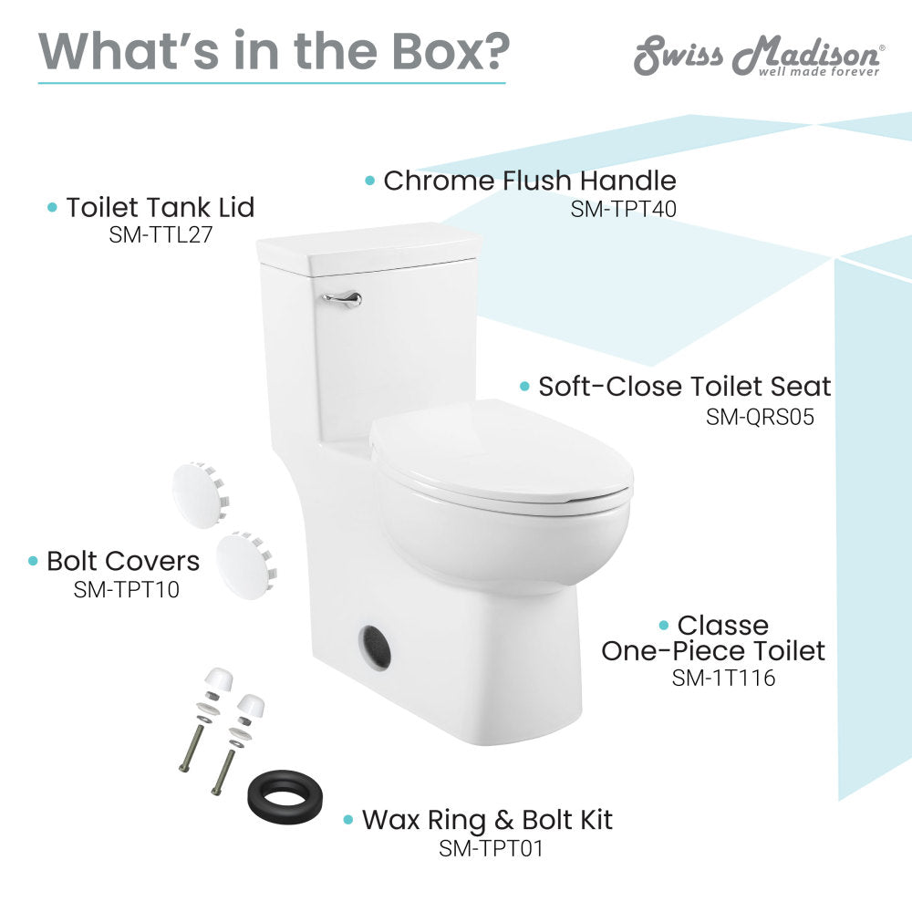 Classe One-Piece Toilet with Front Flush Handle 1.28 gpf