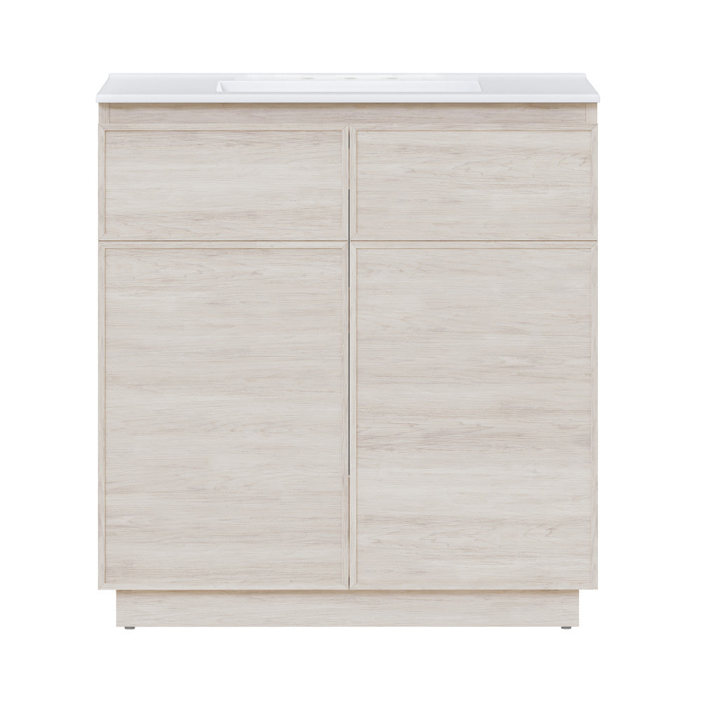 St. Tropez 36" Freestanding Bathroom Vanity in White Oak with 3-Hole Widespread Sink Top
