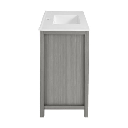 36-inch freestanding bathroom vanity in carbon gray with single sink and soft-close doors.