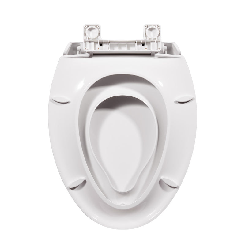 Elongated Toilet Seat with Toddler Seat Built In, Family Toilet Seat in Glossy White