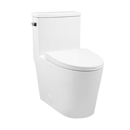 Dreux One-Piece 12" Rough-in 1.28 GPF Left Flush Elongated Toilet in Glossy White (6 - Pack)