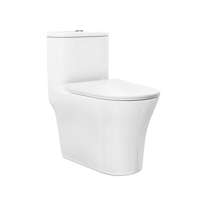 Cascade One-Piece 12" Rough-in 1.1/1.6 GPF Single Vortex Dual Flush Compact Toilet in Glossy White