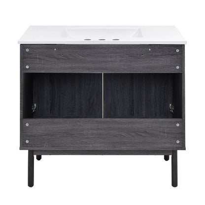 Classe 36" Freestanding Bathroom Vanity in Black Oak with 3-Hole Widespread Sink Top