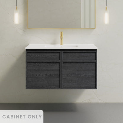 St. Tropez 36" Wall-Mounted Bathroom Vanity Cabinet without Top in Black Oak