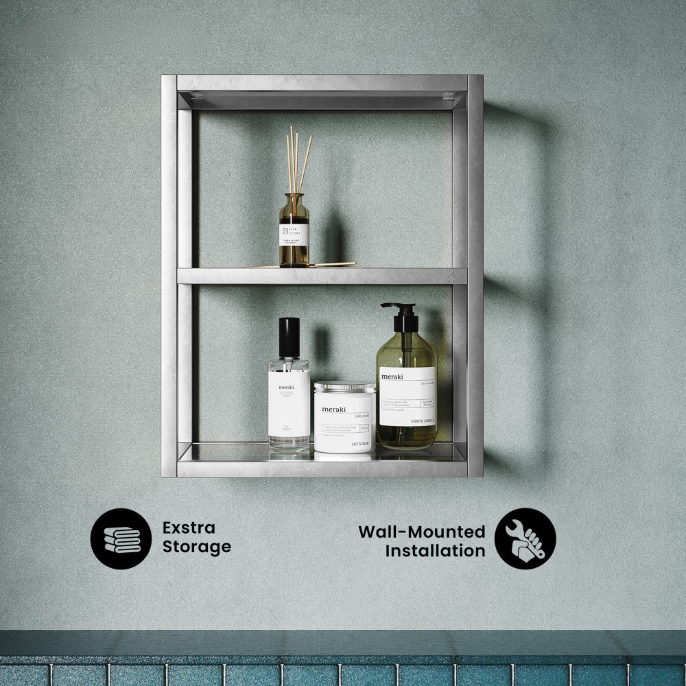 Pierre 16"x20"x10" Wall-Mounted Linen Cabinet in Chrome