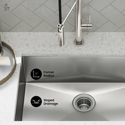 Tourner 26 x 18 Stainless Steel, Single Basin, Undermount Kitchen Sink