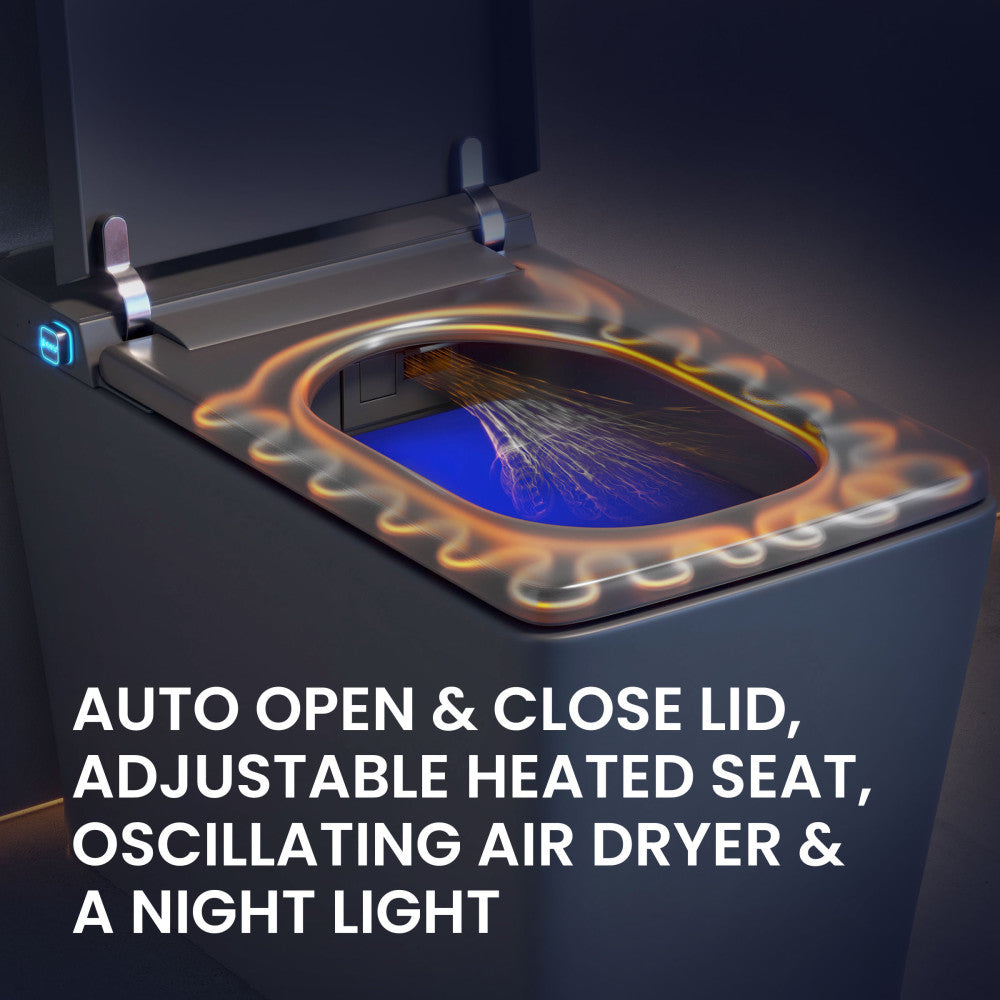 Concorde One Piece Smart Toilet 1.28 GPF in Matte Gray with Heated Bidet, Air Drying, Night Light, Foot Sensor