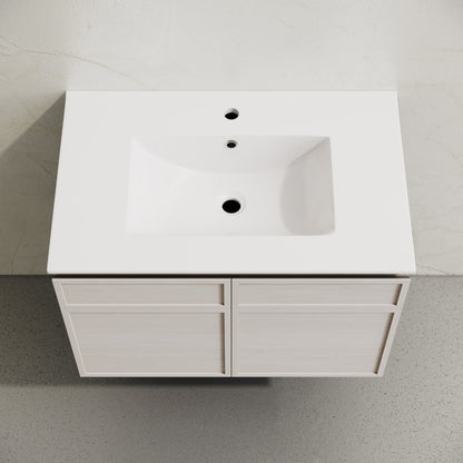 St. Tropez 30" Wall-Mounted Bathroom Vanity in White Oak with Sink Top