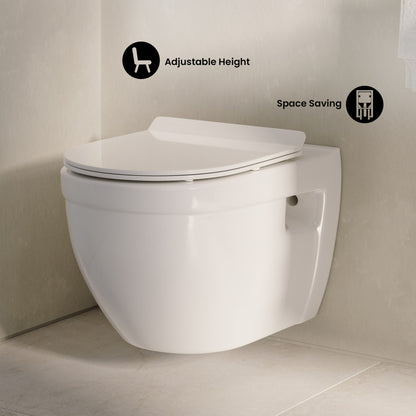 Ivy Wall-Hung Toilet Bundle 0.8/1.6 GPF Dual Flush in Glossy White with Black Flush Plate
