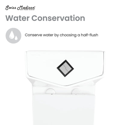 Elongated one-piece toilet with dual-flush, white ceramic, square tank design.