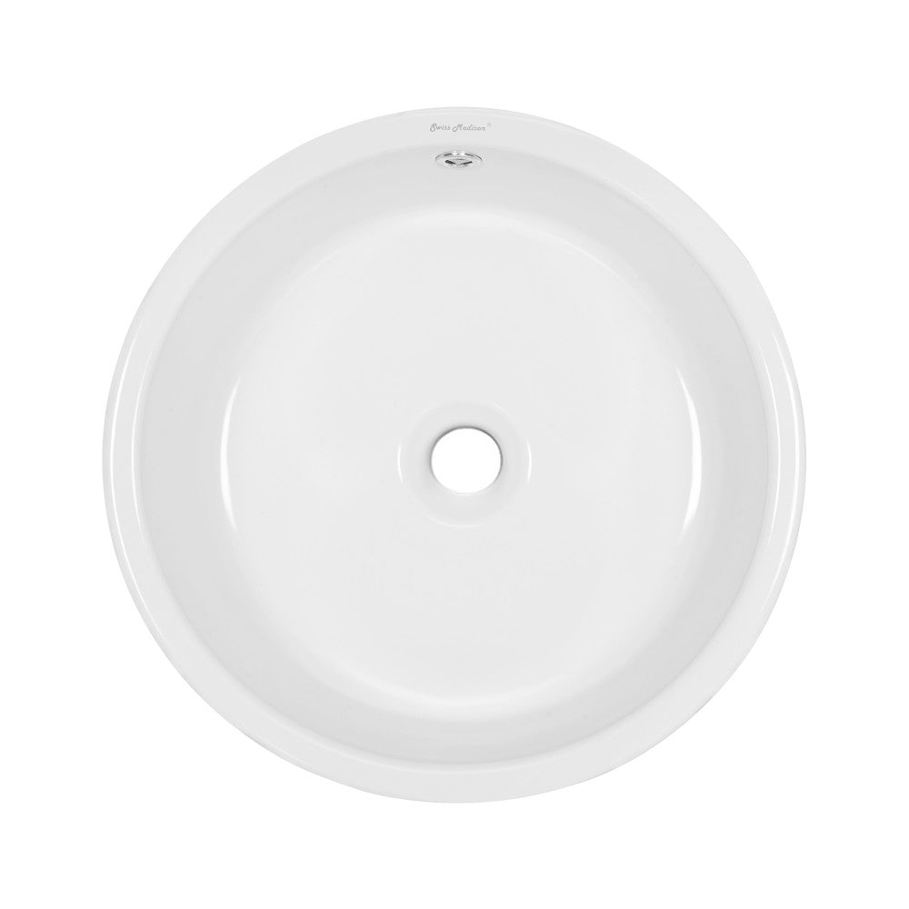 Monaco Round Ceramic Bathroom Vessel Sink in White