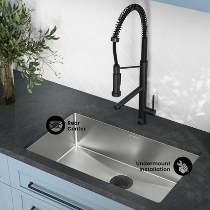 Rivage 30 x 18 Stainless Steel, Single Basin, Undermount Kitchen Sink