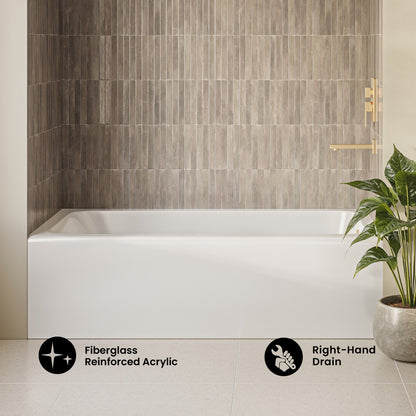 Voltaire 60 x 32 x 18 Skirted Right Drain Soaking Apron Bathtub in Glossy White