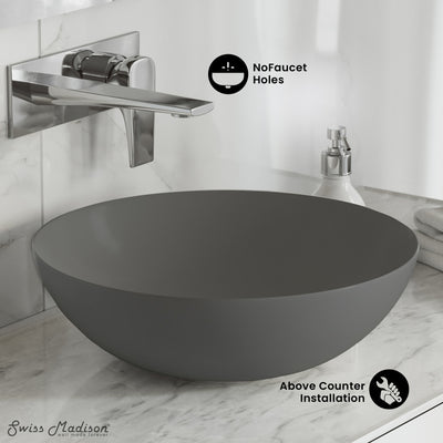 Classe 16 Color Ceramic Sink in Matte Gray