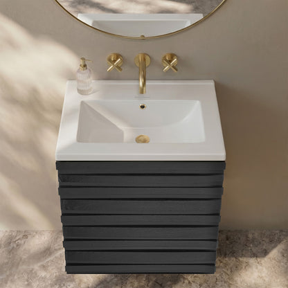 18" Zero Hole Vanity Sink Top in Glossy White