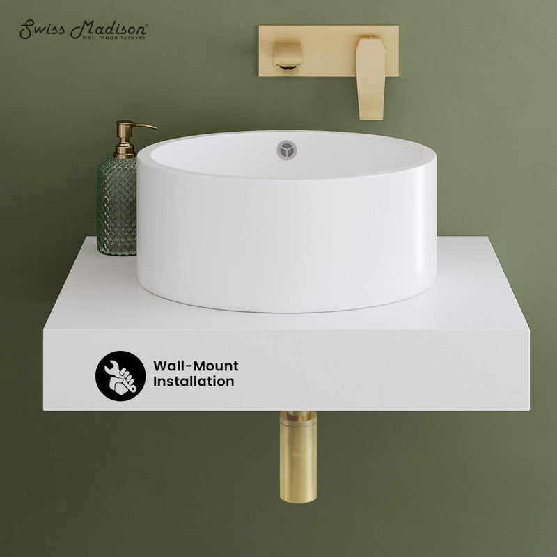 Monaco 24" Floating Bathroom Shelf with Vessel Sink in Glossy White