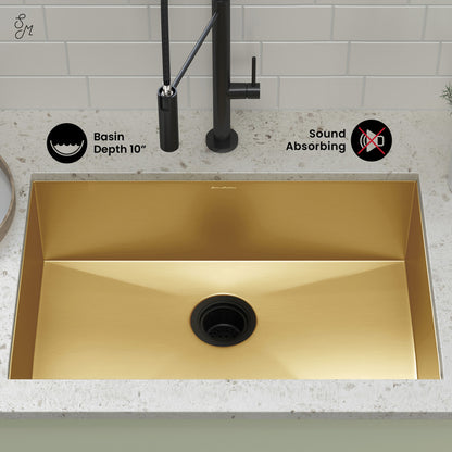 Tourner 27 x 19 Stainless Steel, Single Basin, Undermount Kitchen Sink in Gold
