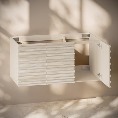 Cascade 48" Wall-Mounted Bathroom Vanity Cabinet without Top in White Oak