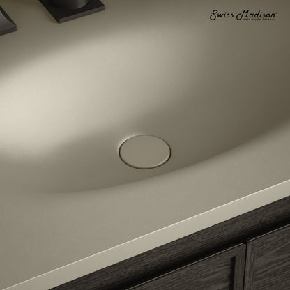 Lisse Concrete Bathroom Sink Non-Overflow Pop Up Drain in Matte Taupe