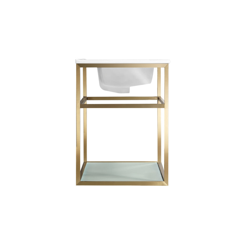 Pierre 30 Single, Open Shelf, Gold Metal Frame Bathroom Vanity