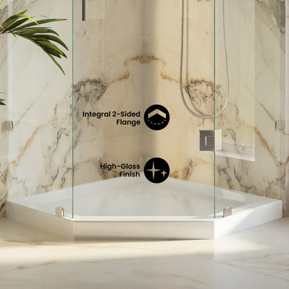 Marquette 36" x 36" Neo-Angle Single-Threshold Shower Pan Base with Center Drain in Glossy White