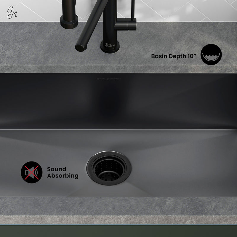 Rivage 30 x 18 Stainless Steel, Single Basin, Undermount Kitchen Sink,Black