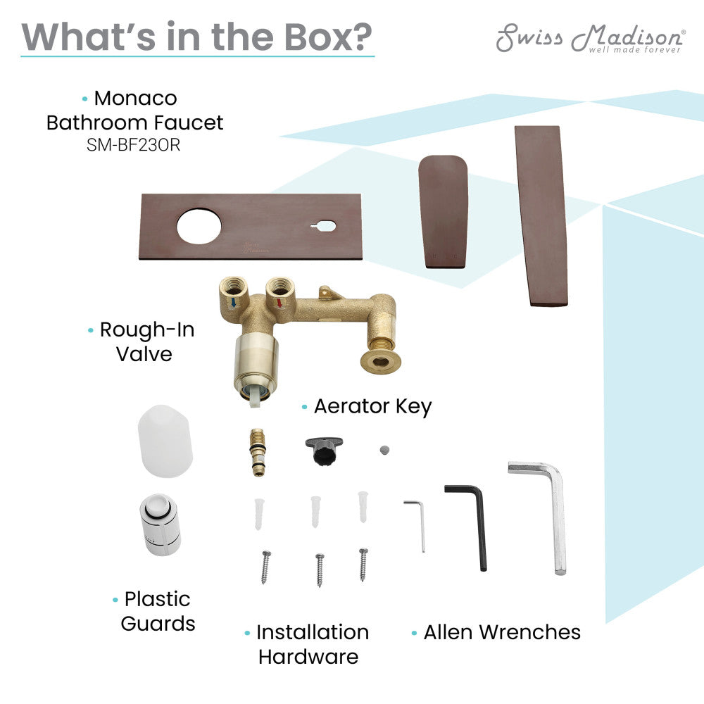 Monaco wall-mount bathroom faucet in oil-rubbed bronze, single-handle with lever design.