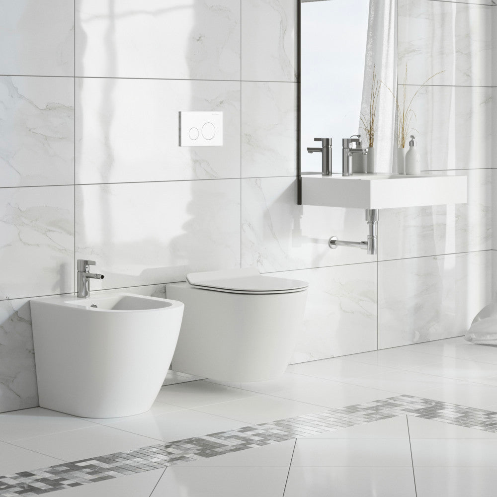 24 x 18 white ceramic wall-hung bathroom sink with left side faucet mount from St. Tropez collection.