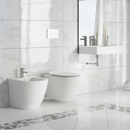 24 x 18 white ceramic wall-hung bathroom sink with left side faucet mount from St. Tropez collection.