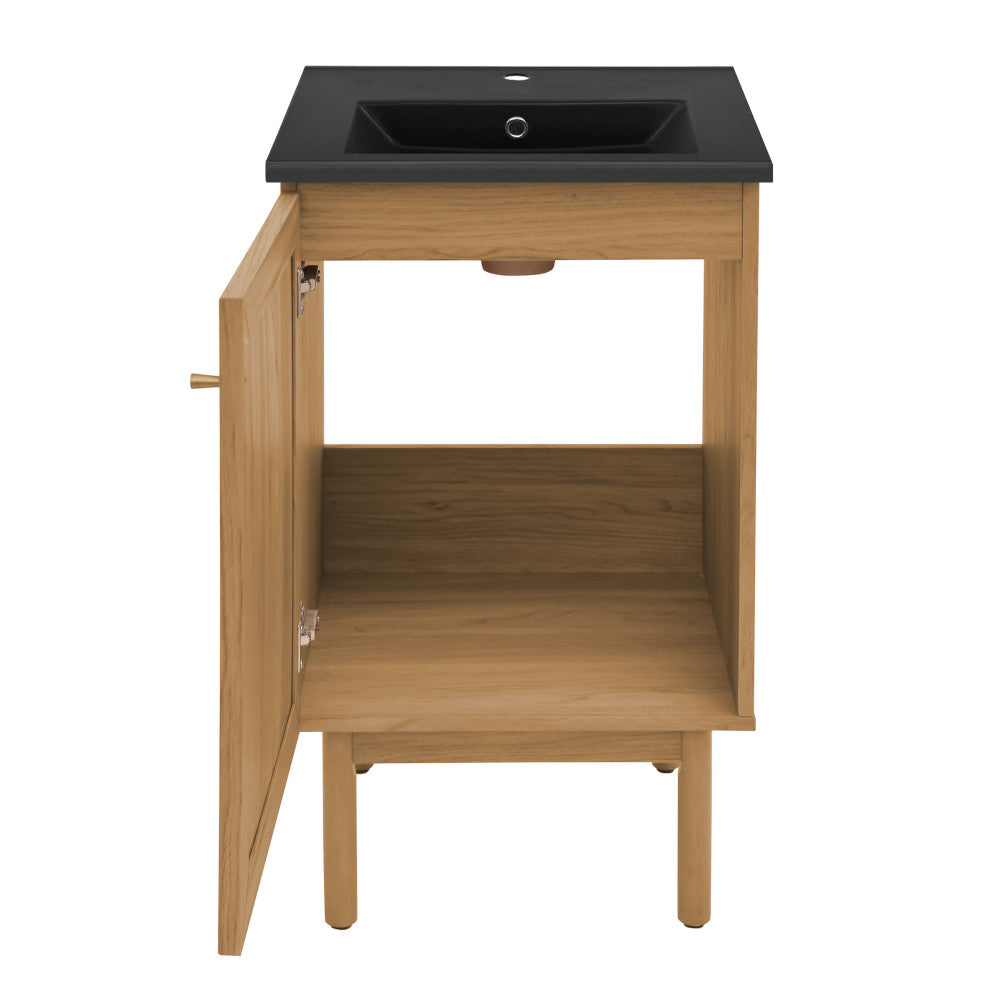 Classe 18" Freestanding Bathroom Vanity in Golden Oak with Black Sink Top