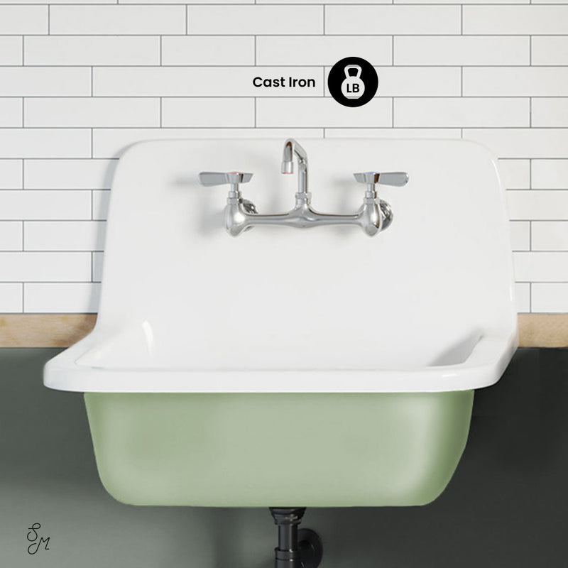 Loire 22" Cast Iron Rectangle Wall-Mounted Sink in Glossy Sage