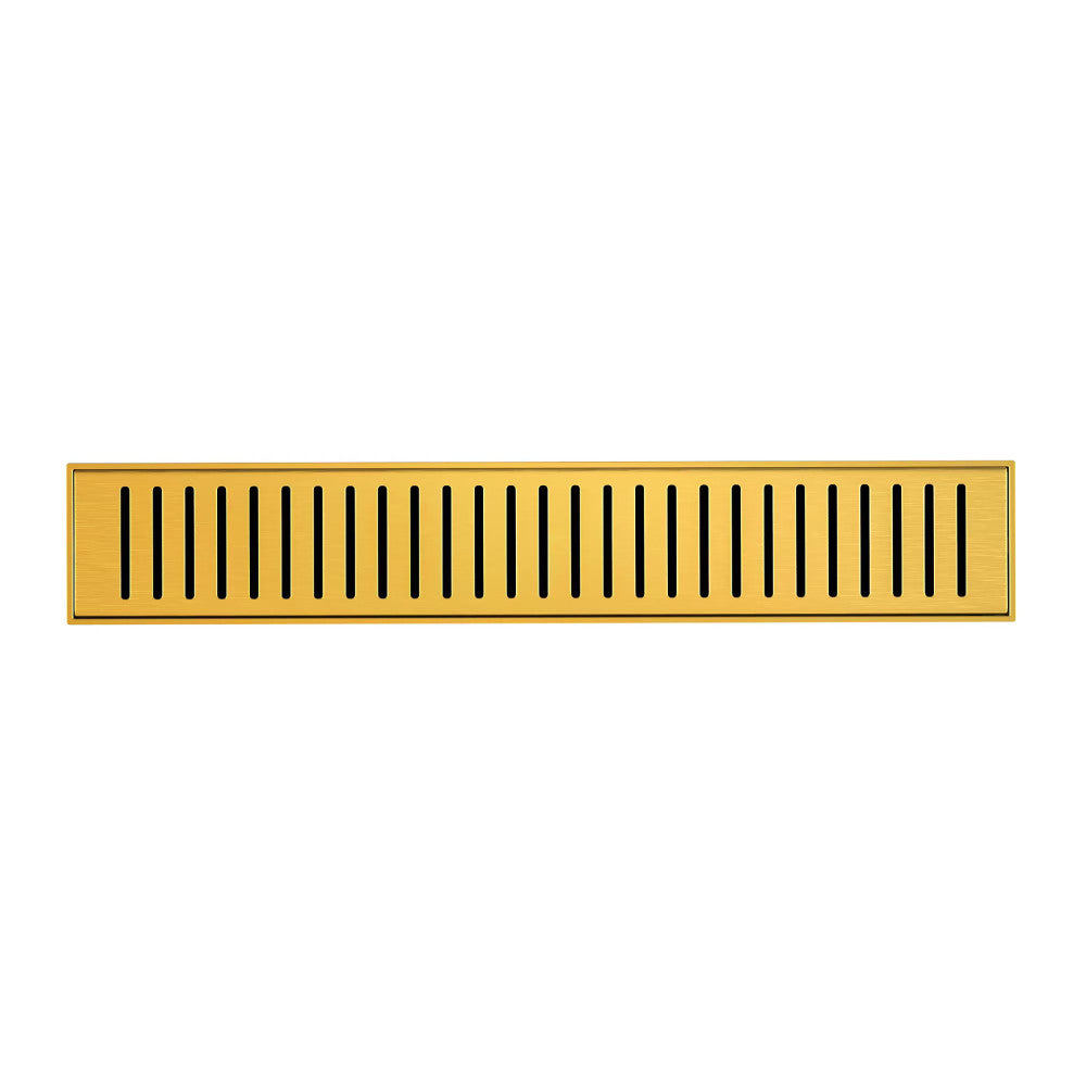 Voltaire 18" Stainless Steel Linear Shower Drain in Brushed Gold