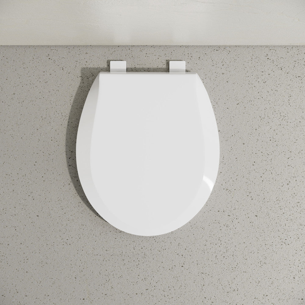 Round Toilet Seat with Toddler Seat Built In, Family Toilet Seat in Glossy White