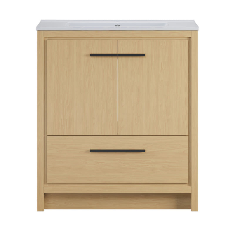 Virage 30" Freestanding Bathroom Vanity in Natural Oak with Sink Top
