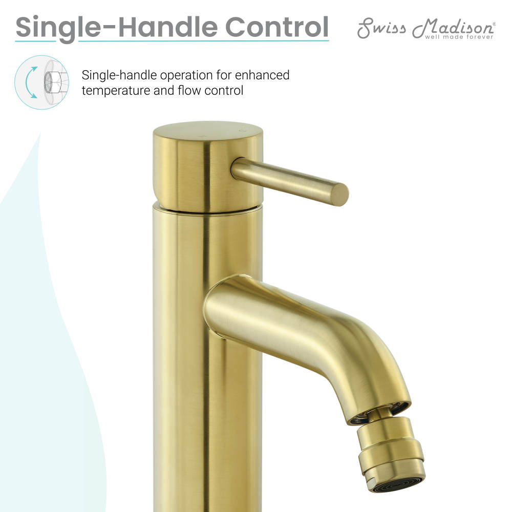 Single-handle bidet faucet in brushed gold with sleek cylindrical design and lever control.