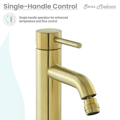 Single-handle bidet faucet in brushed gold with sleek cylindrical design and lever control.
