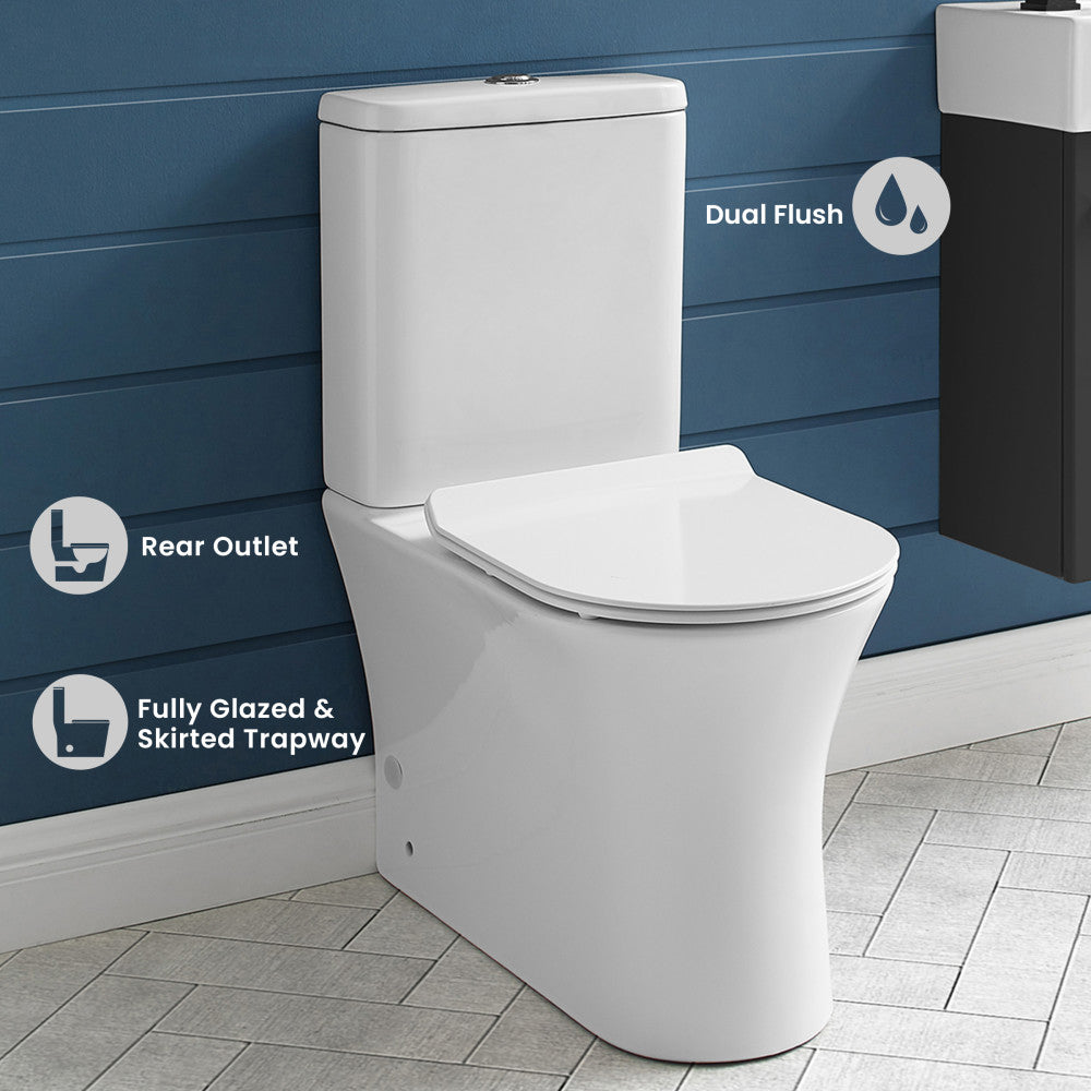 Calice Two-Piece Elongated Rear Outlet Toilet Dual-Flush 1.1/1.6 gpf