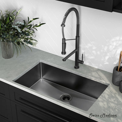 Rivage 32 x 19 Stainless Steel, Single Basin, Undermount Kitchen Sink, Black