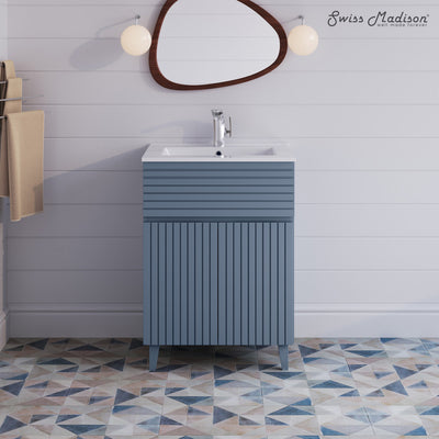 Bernay 24" Freestanding Bathroom Vanity in Blue Heather with Sink Top
