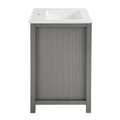 24-inch freestanding bathroom vanity in carbon gray, single sink, soft-close doors.